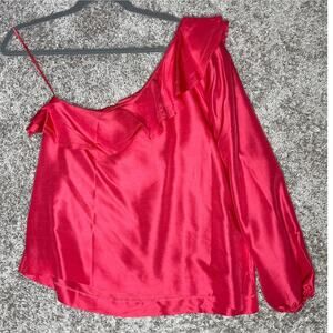 J. Crew One Shoulder Silk Pink Shantung Top Size 6 NEW